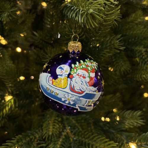 Стеклянный шар Полет 70 мм., фиолетовый, стекло, Ёлочка (С549/1)