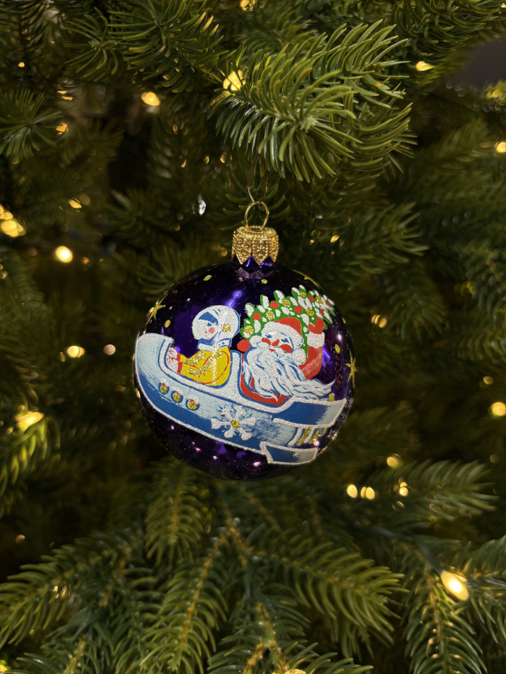 Стеклянный шар Полет 70 мм., фиолетовый, стекло, Ёлочка (С549/1)