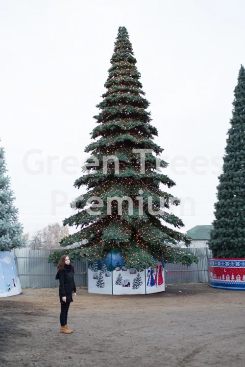 Уличная светодинамическая елка Таежная Премиум зеленая 19 м., ствольная, ПВХ, Green Trees (GT19TAPVCLED)