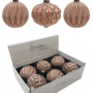 Набор винтажных стеклянных украшений Дворцовые тайны 100 мм., бронза, 6 шт., Christmas DeLuxe (13147)