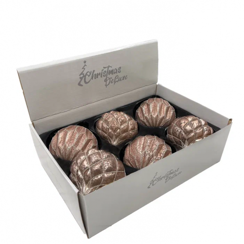 Набор винтажных стеклянных украшений Дворцовые тайны 100 мм., бронза, 6 шт., Christmas DeLuxe (13147)