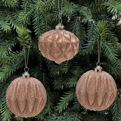 Набор винтажных стеклянных украшений Дворцовые тайны 100 мм., бронза, 6 шт., Christmas DeLuxe (13147)