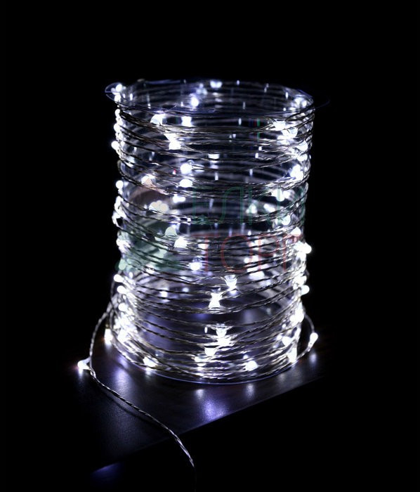 Светодиодная гирлянда нить Роса 10 м., 12V, 100 холодных белых LED ламп, Beauty Led (Rosa 100-10-W)
