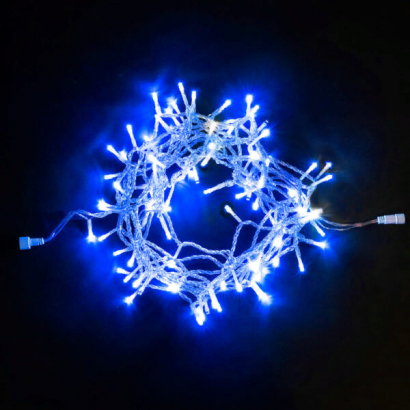 Светодиодная нить 100 синих LED ламп с мерцанием, 10 м., 24В, прозрачный провод ПВХ, Beauty Led (PST100BLW-10-1B)