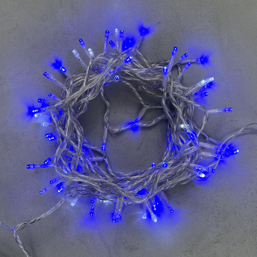 Светодиодная нить 100 синих LED ламп с мерцанием, 10 м., 24В, прозрачный провод ПВХ, LTC (PST100BLW-10-1B)