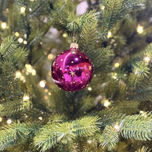 Стеклянный шар Полет 70 мм., розовый, стекло, Ёлочка (С549/2)