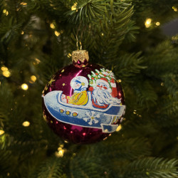 Стеклянный шар Полет 70 мм., розовый, стекло, Ёлочка (С549/2)