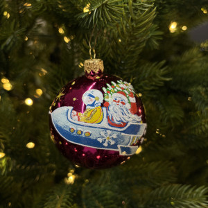 Стеклянный шар Полет 70 мм., розовый, стекло, Ёлочка (С549/2)