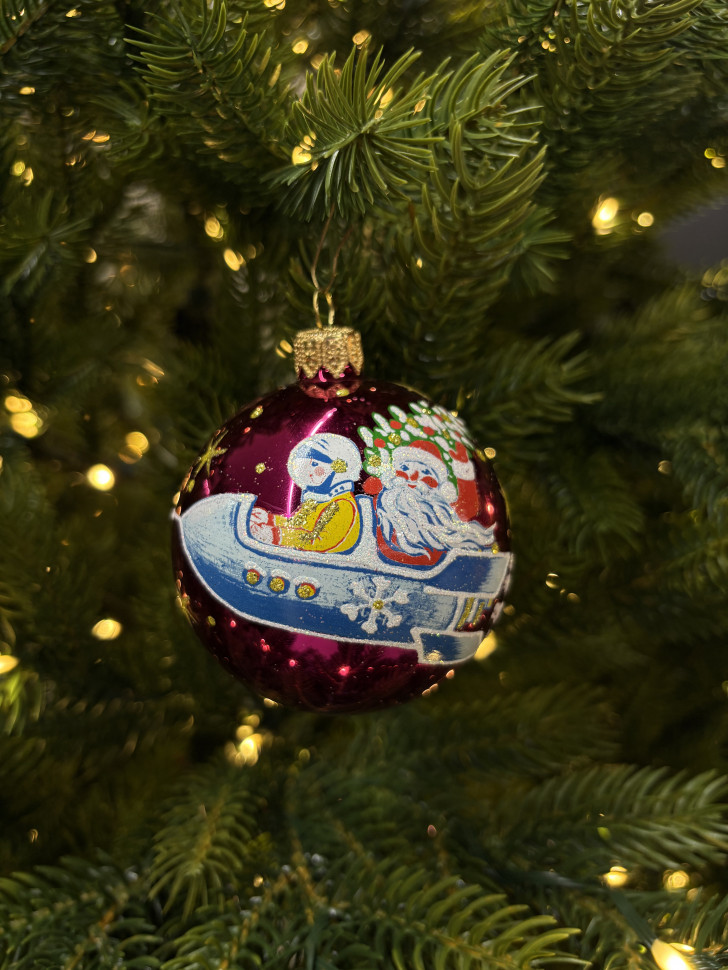 Стеклянный шар Полет 70 мм., розовый, стекло, Ёлочка (С549/2)