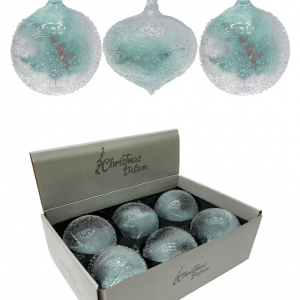 Набор винтажных стеклянных украшений Райское перо, белый, 100 мм., 6 шт., Christmas DeLuxe (13128)