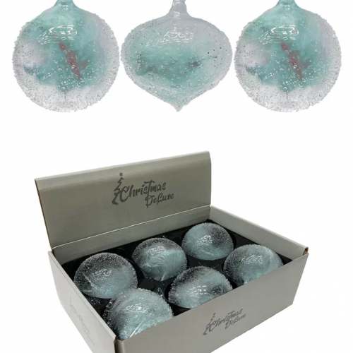 Набор винтажных стеклянных украшений Райское перо, белый, 100 мм., 6 шт., Christmas DeLuxe (13128)