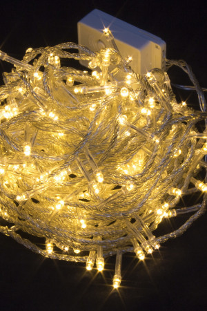 Светодиодная нить 13.5 м., 220V, 200 теплых белых LED ламп, контроллер, прозрачный провод, Winner Light (ww.01.5T.200-)