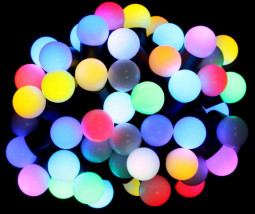 Светодиодная гирлянда шарики RGB 7.5 м., 220V, 50 шариков Ø 23 мм, черный провод, Rich LED (RL-T7.5-50C-23B-B/RGB)