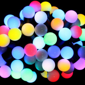 Светодиодная гирлянда шарики RGB 7.5 м., 220V, 50 шариков Ø 23 мм, черный провод, Rich LED (RL-T7.5-50C-23B-B/RGB)