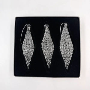 Набор сосулек Ледяные ромбы 9,4 см., 3 шт., стекло, Christmas DeLuxe (14079)