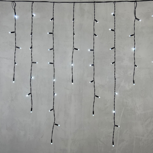 Светодиодная бахрома с колпачком 3,2*0,9 м., 180 холодных белых LED ламп, черный провод ПВХ, IP65, LTC (PIL180CAP-11-2W)