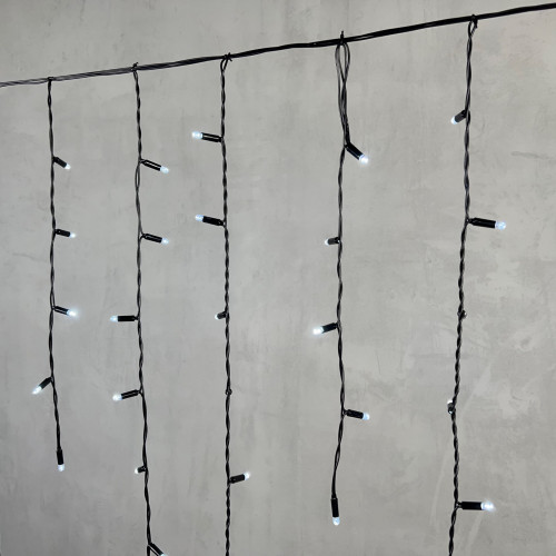Светодиодная бахрома с колпачком 3,2*0,9 м., 180 холодных белых LED ламп, черный провод ПВХ, IP65, LTC (PIL180CAP-11-2W)