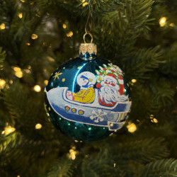 Стеклянный шар Полет 70 мм., бирюзовый, стекло, Ёлочка (С549/3)