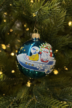 Стеклянный шар Полет 70 мм., бирюзовый, стекло, Ёлочка (С549/3)