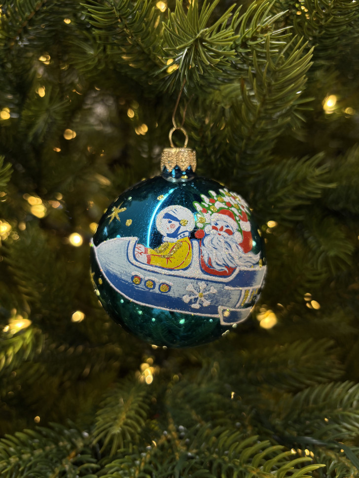 Стеклянный шар Полет 70 мм., бирюзовый, стекло, Ёлочка (С549/3) Стеклянный шар Полет 70 мм., бирюзовый, стекло, Ёлочка (С549/3)