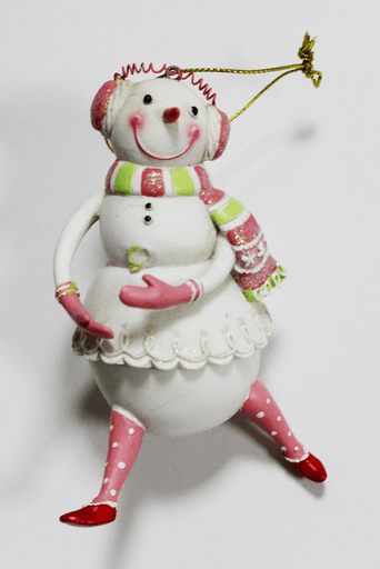 Статуэтка-подвеска  3D"Снеговик-девочка" 6,5*4,7*10,2 см. (3D1117)