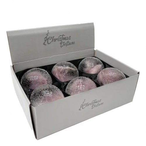 Набор винтажных стеклянных украшений Райское перо 100 мм., розовый, 6 шт., Christmas DeLuxe (13129-Н))