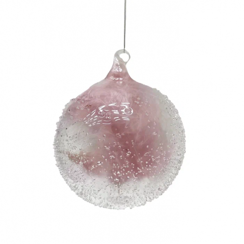 Набор винтажных стеклянных украшений Райское перо 100 мм., розовый, 6 шт., Christmas DeLuxe (13129-Н))