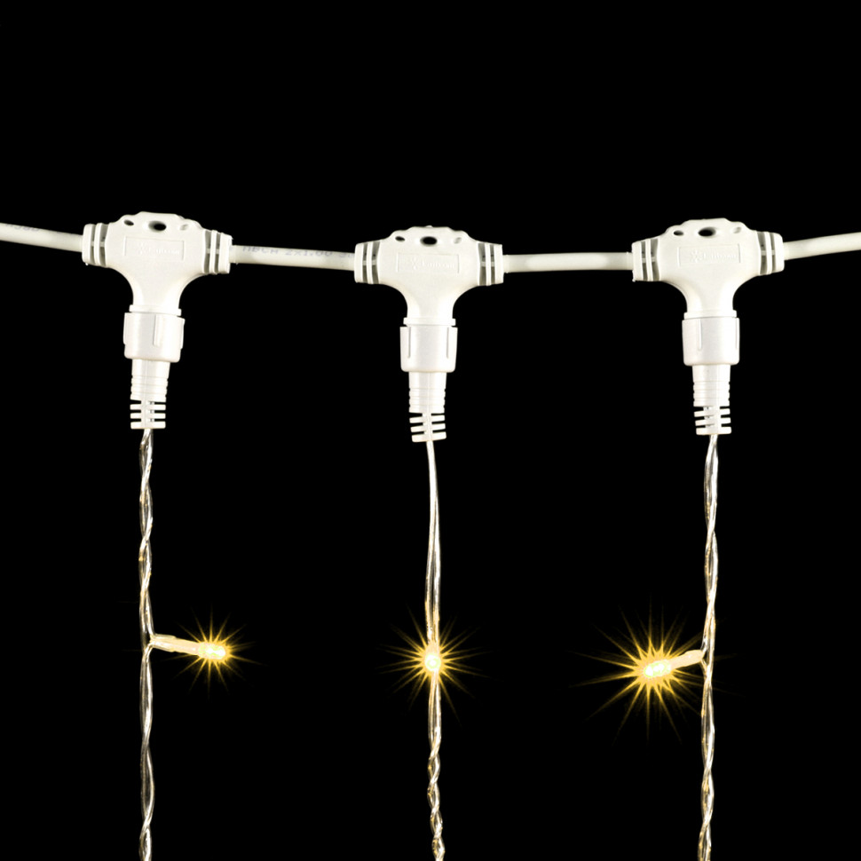 Светодиодный занавес 1*6 м., 600 теплых белых LED ламп, прозрачный провод ПВХ, Beauty Led (PCL601-10-2WW)