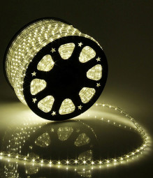 Дюралайт всесторонний круглый диаметр 13 мм., 220V, фиксинг, теплые белые LED лампы 36 шт на 1 м, Beauty Led (F3-H2-220V-WW)