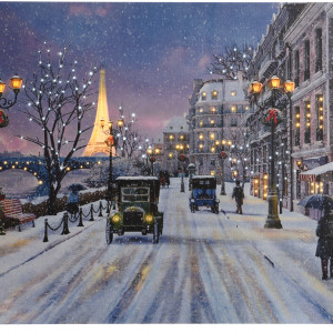 Светодиодная картина Рождественский Париж 40*60 см с оптоволоконной и LED подсветкой, на батарейках, Kaemingk (480627) 