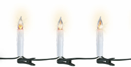 Светодиодная гирлянда в форме свечи 5.6 м., 220 V., 16 LED ламп с эффектом живого пламени, зеленый ПВХ, Kaemingk (490780)