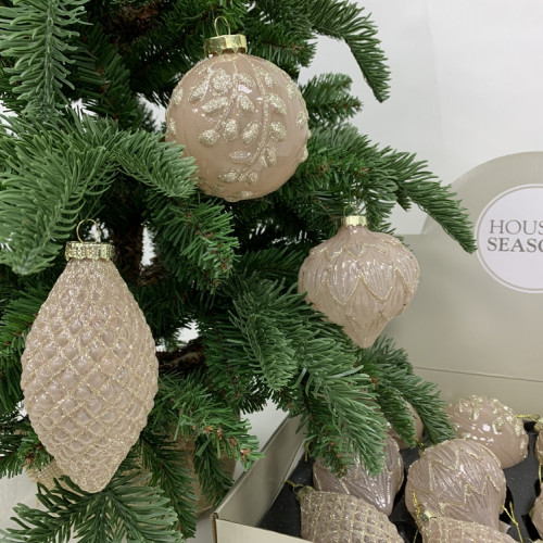 Набор стеклянных шаров Королевский Каприз 80 мм., 12 шт., шампань, House of Seasons (84001)