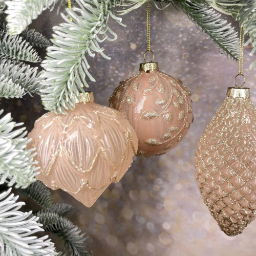 Набор стеклянных шаров Королевский Каприз 80 мм., 12 шт., шампань, House of Seasons (84001)