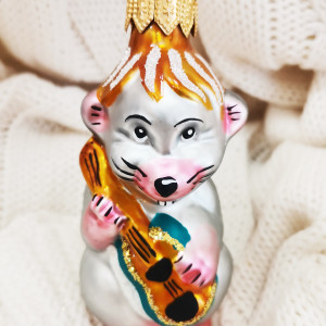 ФУ-294 Ёлочное украшение Крыса с гитарой 10 см., Коломеев