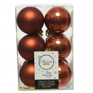 Набор пластиковых шаров Дивный 60 мм., светлый палисандр, 12 шт., Kaemingk (022011)