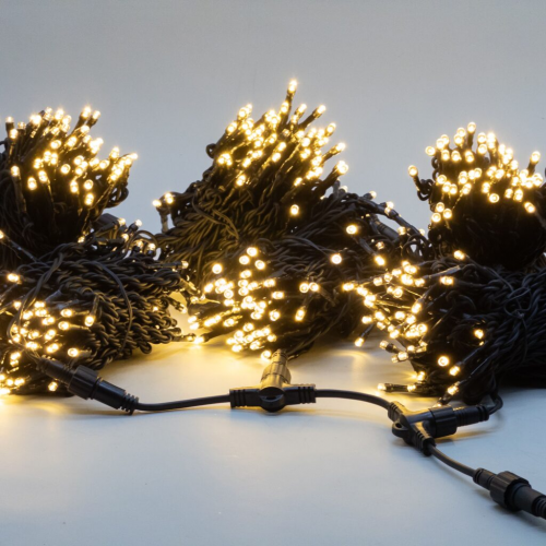 Комплект гирлянды на деревья 60 м., 3 луча по 20 м., 24V, 600 теплых-белых LED ламп, черный каучук, IP54, LTC (ECO600-11-1WW) в Магнитогорске