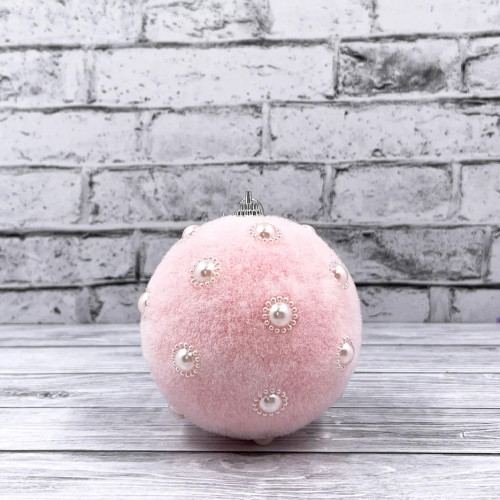 Шар винтажный Воздушное сердце 8 см., нежно-розовый, пенопласт, Christmas DeLuxe (87926) 