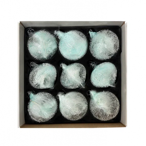 Набор винтажных стеклянных украшений Райское перо 80 мм., голубой, 9 шт., Christmas DeLuxe (13127) в Санкт-Петербурге