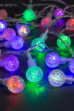 Гирлянда нить Фонарики 5 м., IP20, прозрачная нить, 20 мульти LED (RG/RB), 220 В, Luazon Lighting (1080404)