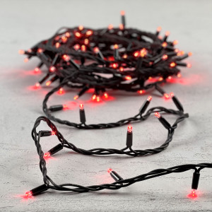 Светодиодная гирлянда Sealed 10 м., 220V., 100 красных LED ламп, черный каучук, Beauty Led (LL100-1-2R)