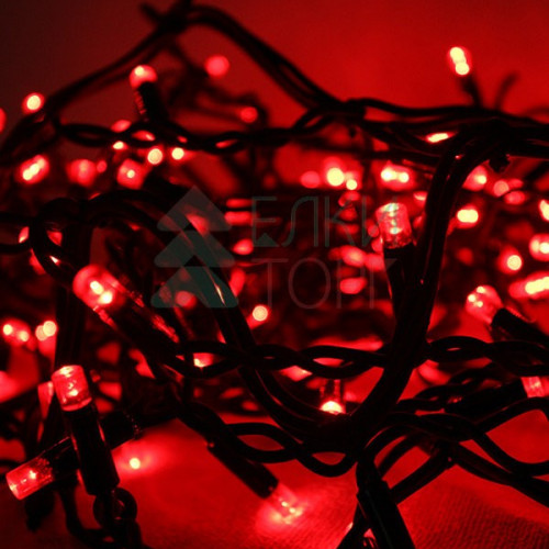 Светодиодная гирлянда Sealed 10 м., 220V., 100 красных LED ламп, черный каучук, Beauty Led (LL100-1-2R)
