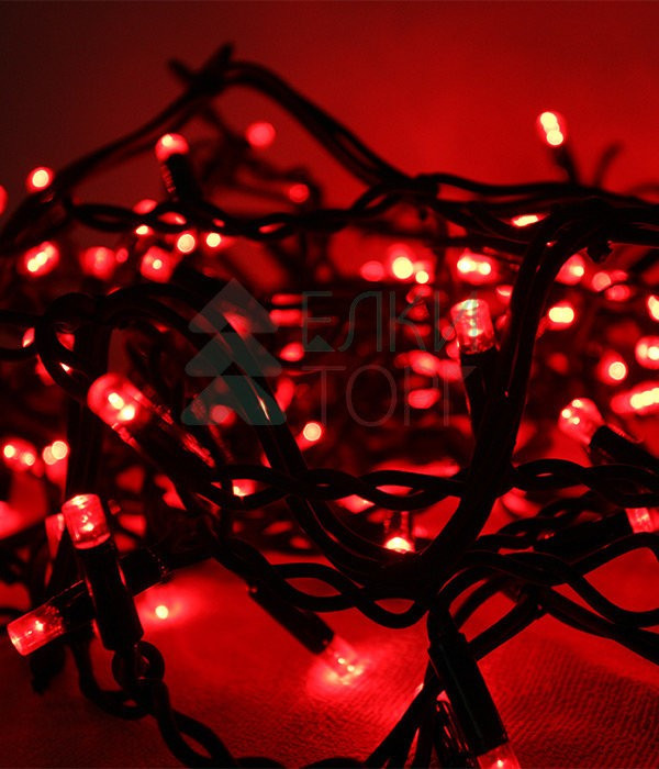 Светодиодная гирлянда Sealed 10 м., 220V., 100 красных LED ламп, черный каучук, Beauty Led (LL100-1-2R)
