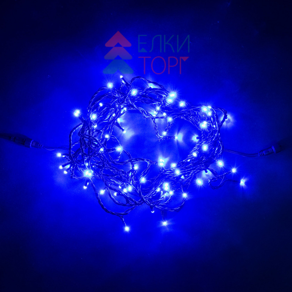 Светодиодная нить 100 синих LED ламп, 10 м., 24В., черный провод ПВХ, Beauty Led (PST100-11-1B)