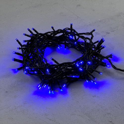 Светодиодная нить 100 синих LED ламп, 10 м., 24В., черный провод ПВХ, LTC (PST100-11-1B)