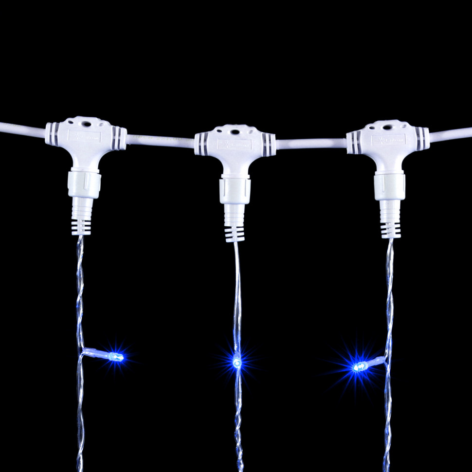 Светодиодный занавес 2*2 м., 400 синих LED ламп, прозрачный провод ПВХ, Beauty Led (PCL402-10-2B)