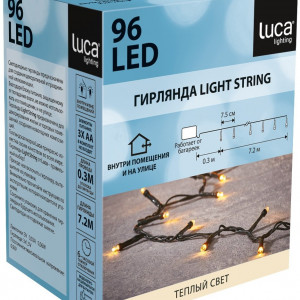 Гирлянда на батарейках 7.2 м., 96 LED ламп теплого свечения, статика, таймер, LUCA Lighting (83785)