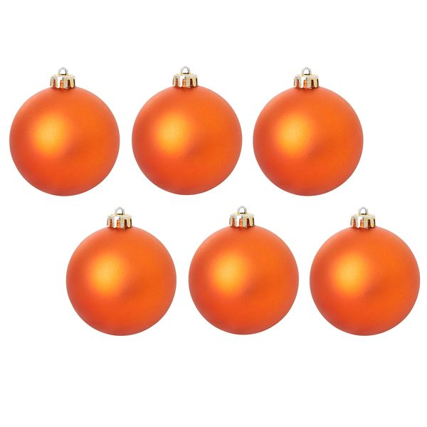 Набор пластиковых шаров 80 мм., оранжевый матовый, 6 шт., Snowmen (ЕК0409)