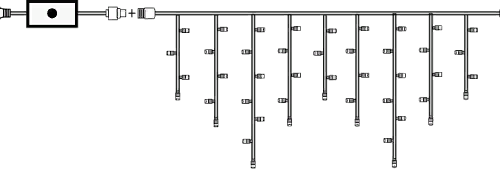 Бахрома-каучук 204 LED 6 м. 0,3*0,4*0.6 холод.белый, черн.пр., уличная IP65, Winner (w.02.7B.204+)