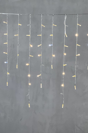 Светодиодная бахрома с колпачком 3,2*0,9 м., 180 теплых белых LED ламп, мерцание, прозрачный провод ПВХ, IP65, LTC (PIL180BLWCAP-10-2WW)