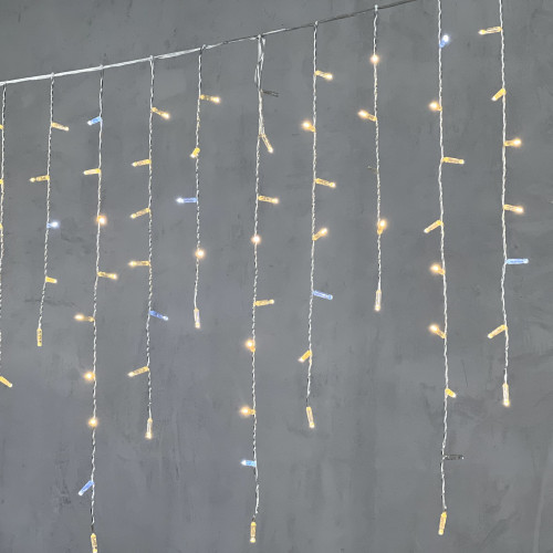 Светодиодная бахрома с колпачком 3,2*0,9 м., 180 теплых белых LED ламп, мерцание, прозрачный провод ПВХ, IP65, LTC (PIL180BLWCAP-10-2WW) в Санкт-Петербурге